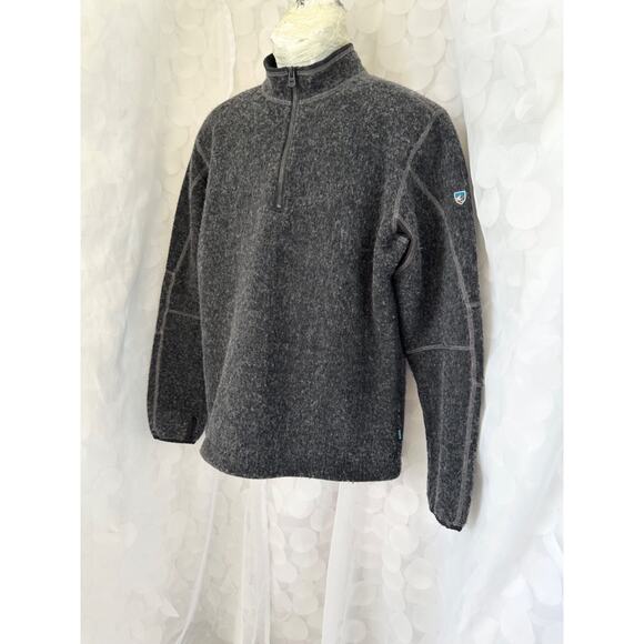 Kuhl Thermokore Thor Sweater Mens Medium Gray Wool Quarter 1/4 Zip Pullover EUC - Picture 3 of 9